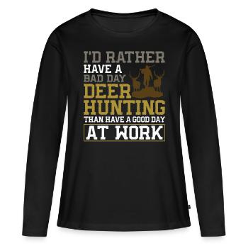 Chasseur de cerfs buck J’aurais - T-shirt manches longues Premium bio Femme - noir - Devant - Julia (174cm)
