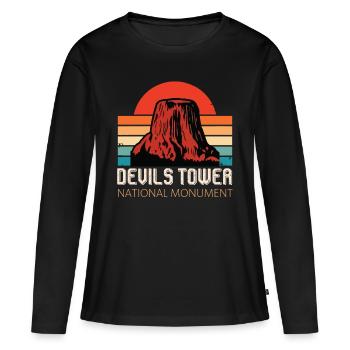 Devils Tower National Monument Souvenir Wyoming - T-shirt manches longues Premium bio Femme - noir - Devant - Julia (174cm)
