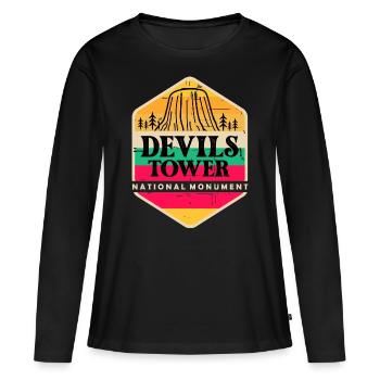 Devils Tower Wyoming National Monument Souvenir - T-shirt manches longues Premium bio Femme - noir - Devant - Julia (174cm)