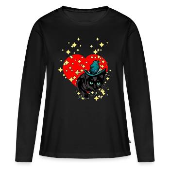 La gueule de bois magique de l’amour de la Saint-Valentin évoque la gueule de bois - T-shirt manches longues Premium bio Femme - noir - Devant - Julia (174cm)