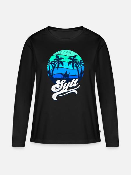 Sylt - Frauen Premium Bio Langarmshirt - Schwarz