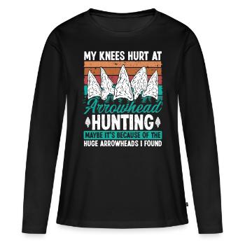 Arrowhead Hunting Humor Knee Injury Surgery Funny - Frauen Premium Bio Langarmshirt - Schwarz - Vorne - Julia (174cm)