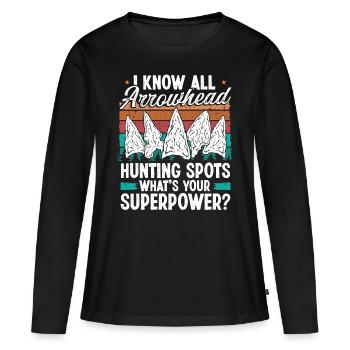 Arrowhead Hunting Qu’est-ce que votre collectionneur de superpouvoirs - T-shirt manches longues Premium bio Femme - noir - Devant - Julia (174cm)