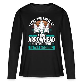 Arrowhead Hunting Spot Humour Drôle Collectionneur - T-shirt manches longues Premium bio Femme - noir - Devant - Julia (174cm)