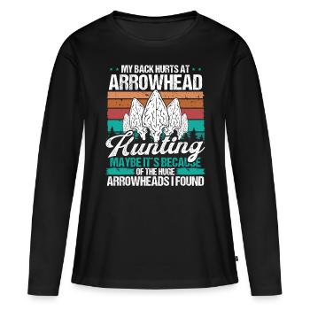 Arrowhead Chasse Humour Blessure au dos Chirurgie Drôle - T-shirt manches longues Premium bio Femme - noir - Devant - Julia (174cm)