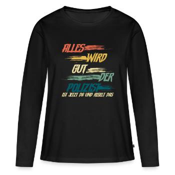 Polizist Polizei - Frauen Premium Bio Langarmshirt - Schwarz - Vorne - Julia (174cm)