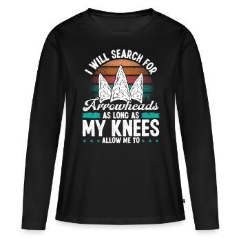 Collector Blessure au genou Douleur au genou Arrowhead Chasse - T-shirt manches longues Premium bio Femme - noir - Devant - Julia (174cm)