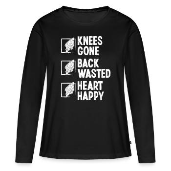 Arrowhead Chasse Humour Genou Blessure au dos - T-shirt manches longues Premium bio Femme - noir - Devant - Julia (174cm)