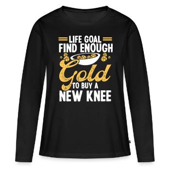 Gold Prospector Knee Injury Replacement Miner - Women's Premium Organic Long Sleeve Shirt - black - Front - Julia (174cm)