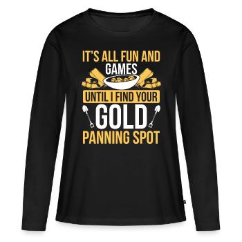 Prospecteur d’or aurifère mineur Digger Gold - T-shirt manches longues Premium bio Femme - noir - Devant - Julia (174cm)