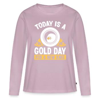 Gold Knee Injury Surgery Replacement Panner - Frauen Premium Bio Langarmshirt - Altrosa - Vorne - Julia (174cm)