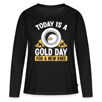 Gold Knee Injury Surgery Replacement Panner - Women's Premium Organic Long Sleeve Shirt - black - Front - Julia (174cm)