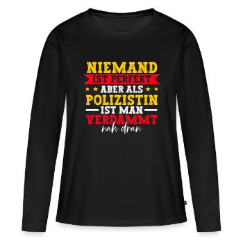 Polizist Polizei Polizistin Frauen - Frauen Premium Bio Langarmshirt - Schwarz - Vorne - Julia (174cm)