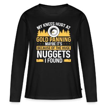 Gold Panner Knee Injury Pain Replacement Miner - Women's Premium Organic Long Sleeve Shirt - black - Front - Julia (174cm)