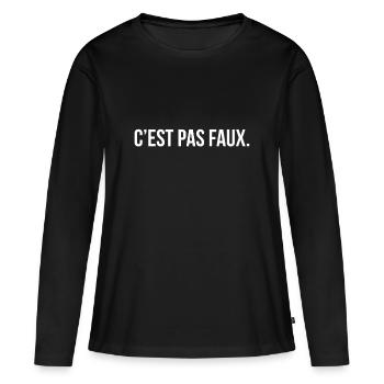 C EST FAUX - T-shirt manches longues Premium bio Femme - noir - Devant - Julia (174cm)