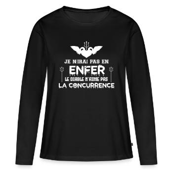 JE N'IRAI PAS EN ENFER - T-shirt manches longues Premium bio Femme - noir - Devant - Julia (174cm)