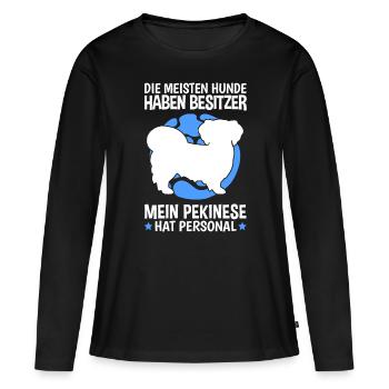 Mein Pekinese hat Personal Peking-Palasthund - Frauen Premium Bio Langarmshirt - Schwarz - Vorne - Julia (174cm)