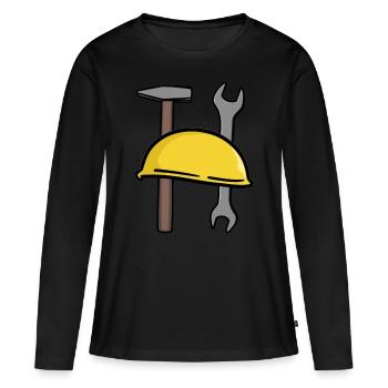 Artisanat Casque de sécurité Outil Chantier de construction Commercial - T-shirt manches longues Premium bio Femme - noir - Devant - Julia (174cm)