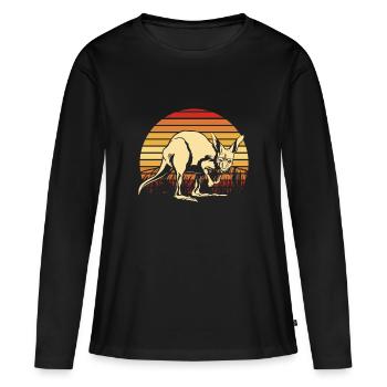 Kangourou Rétro Australie Down Under Outback - T-shirt manches longues Premium bio Femme - noir - Devant - Julia (174cm)