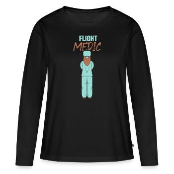 Profession de médecin de vol Médecin de vol Infirmière de vol - T-shirt manches longues Premium bio Femme - noir - Devant - Julia (174cm)