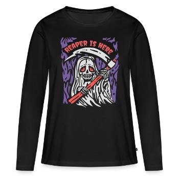 Halloween Reaper Sense Horreur Grim Reaper - T-shirt manches longues Premium bio Femme - noir - Devant - Julia (174cm)