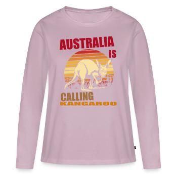 Kangourou Rétro Australie Appelant Outback - T-shirt manches longues Premium bio Femme - rose poudré - Devant - Julia (174cm)