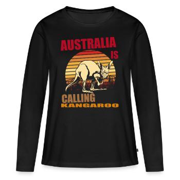 Kangourou Rétro Australie Appelant Outback - T-shirt manches longues Premium bio Femme - noir - Devant - Julia (174cm)