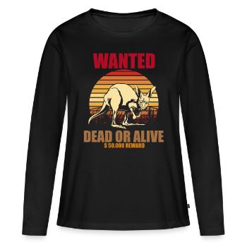 Kangourou recherché Australie Souvenir Outback - T-shirt manches longues Premium bio Femme - noir - Devant - Julia (174cm)