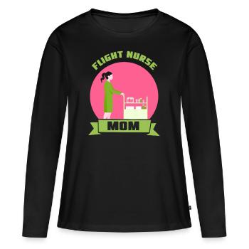 Infirmière de vol Mama Infirmière de vol Médecin de vol - T-shirt manches longues Premium bio Femme - noir - Devant - Julia (174cm)