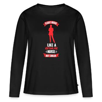 Profession d’infirmière de vol Médecin de vol Médecin de vol - T-shirt manches longues Premium bio Femme - noir - Devant - Julia (174cm)