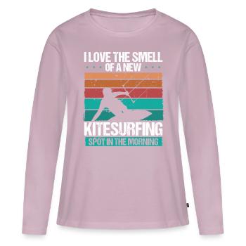 Kiteboarder Kitesurf Spot Rétro Kitesurf Kite - T-shirt manches longues Premium bio Femme - rose poudré - Devant - Julia (174cm)