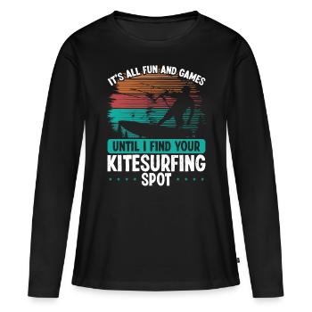 Kitesurfing Kitesurf Kite Kiteboarder Kiteboard - T-shirt manches longues Premium bio Femme - noir - Devant - Julia (174cm)