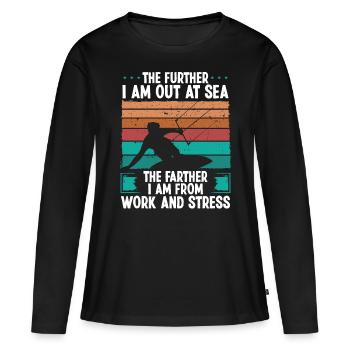 Kitesurfer Further out at Sea Humor Kitebaorder - Frauen Premium Bio Langarmshirt - Schwarz - Vorne - Julia (174cm)