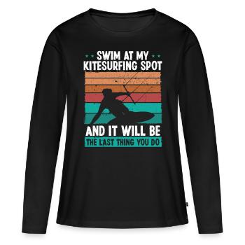 Kiteboarder Humor Wind Kitesurfing Funny Kitesurf - Frauen Premium Bio Langarmshirt - Schwarz - Vorne - Julia (174cm)