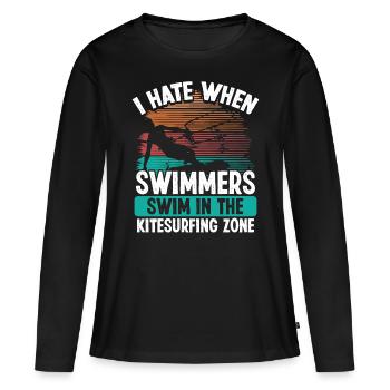 Kiteboarder Funny I hate Swimmers Sarcastic Humor - Frauen Premium Bio Langarmshirt - Schwarz - Vorne - Julia (174cm)
