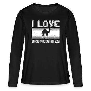 J’adore les dromadaires - T-shirt manches longues Premium bio Femme - noir - Devant - Julia (174cm)