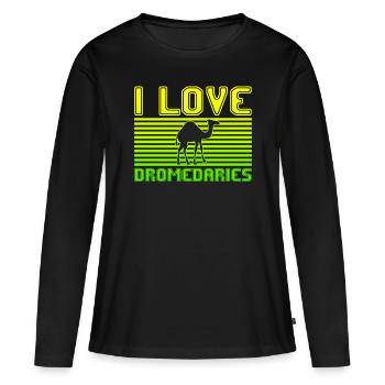 J’adore les dromadaires - T-shirt manches longues Premium bio Femme - noir - Devant - Julia (174cm)