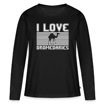J’adore les dromadaires - T-shirt manches longues Premium bio Femme - noir - Devant - Julia (174cm)
