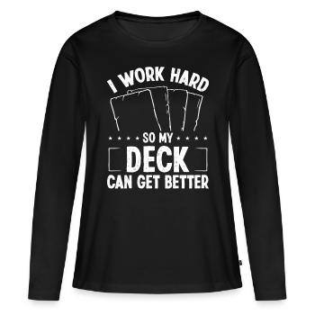 Collectionneur de jeux de cartes à collectionner Travailler dur Carte - T-shirt manches longues Premium bio Femme - noir - Devant - Julia (174cm)