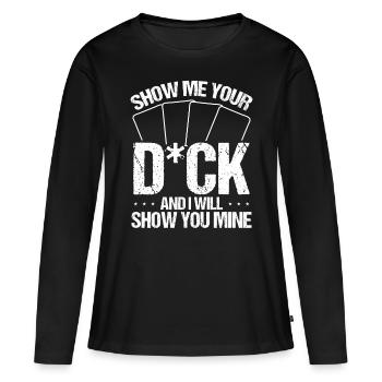 Humour Jeu de cartes à collectionner Collectionneur Drôle de carte - T-shirt manches longues Premium bio Femme - noir - Devant - Julia (174cm)
