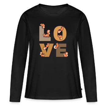 Écureuil LOVE Écureuil Nice Écureuil - T-shirt manches longues Premium bio Femme - noir - Devant - Julia (174cm)