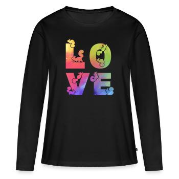 Écureuil Amour Écureuils Mignon Écureuil - T-shirt manches longues Premium bio Femme - noir - Devant - Julia (174cm)