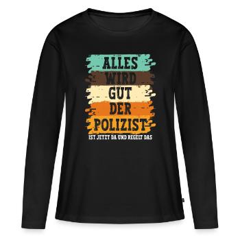 Polizist Polizei - Frauen Premium Bio Langarmshirt - Schwarz - Vorne - Julia (174cm)