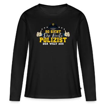 Polizist Polizei - Frauen Premium Bio Langarmshirt - Schwarz - Vorne - Julia (174cm)