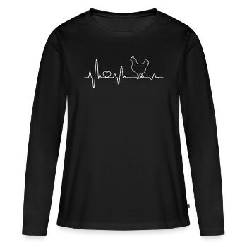 Huhn Hühner - Frauen Premium Bio Langarmshirt - Schwarz - Vorne - Julia (174cm)