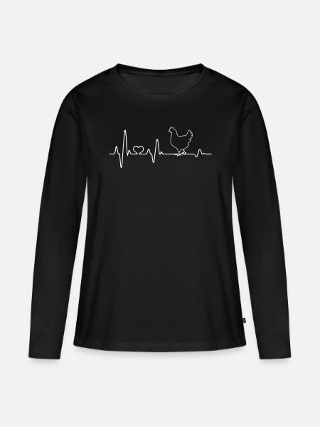 Huhn Hühner - Frauen Premium Bio Langarmshirt - Schwarz