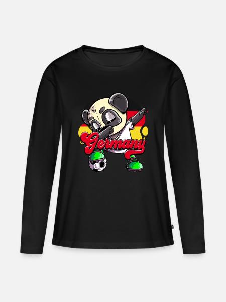 Deutschland Fußball - Frauen Premium Bio Langarmshirt - Schwarz