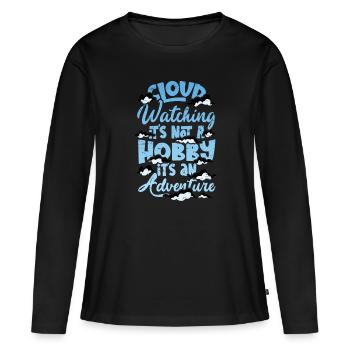 Observateur des nuages Météorologie Observation des nuages - T-shirt manches longues Premium bio Femme - noir - Devant - Julia (174cm)
