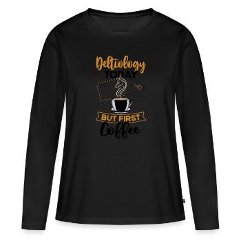 Deltiology coffee Deltiologist postcard collector - Women's Premium Organic Long Sleeve Shirt - black - Front - Julia (174cm)