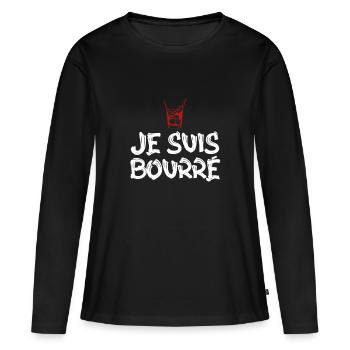 surprise je suis bourré - T-shirt manches longues Premium bio Femme - noir - Devant - Julia (174cm)